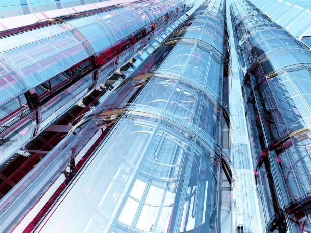 Lift against the backdrop of a modern building.,3d render.